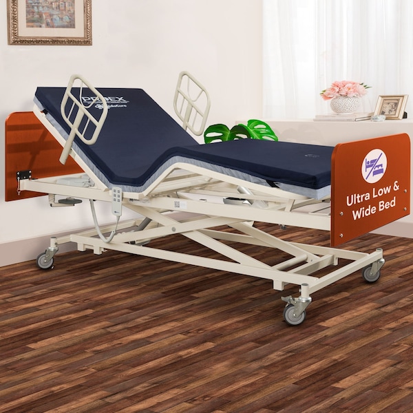 Medacure Ultra Low Hospital Bed, Fully Electric Amber Cherry MC-ULB42CH - main